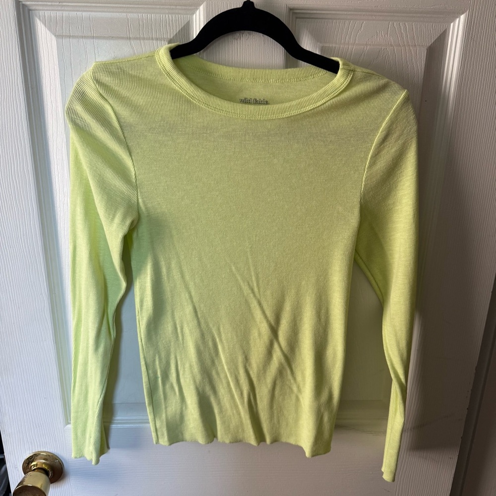 Wild Fable Vibrant Yellow/Sparkle Ribbed Top
